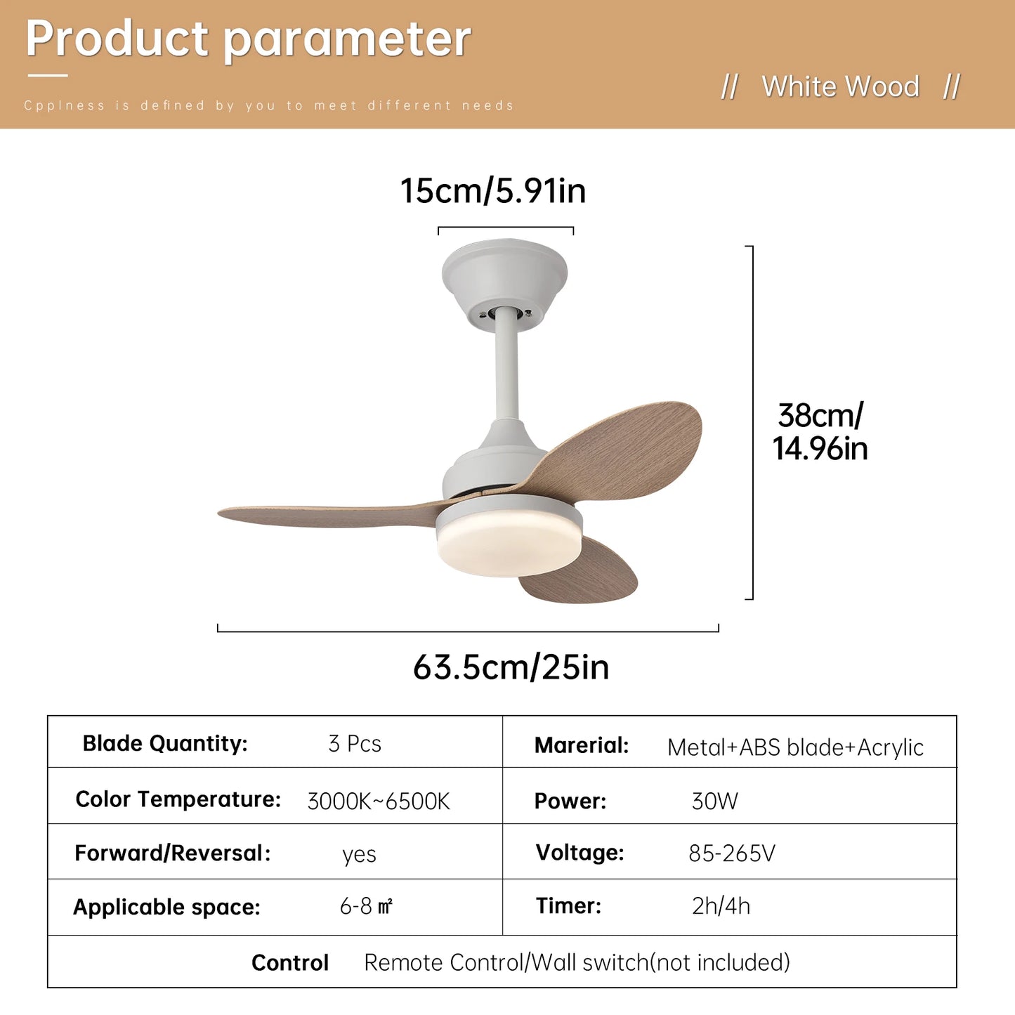 Ceiling Fan With Light,25 Inch/42 Inch/52 Inch Low Profile Ceiling Fan with remote control, For Indoor and Covered Outdoor