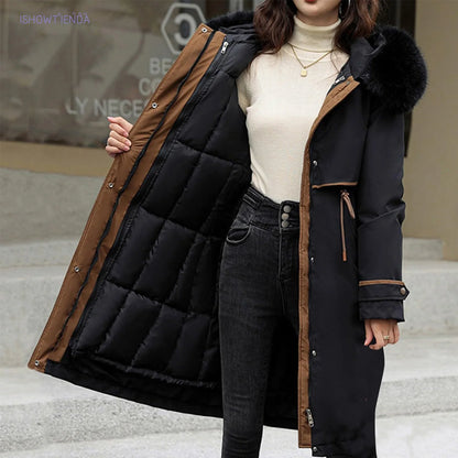 Korean Style Cotton Jacket – Women Winter Coat | Mid Length Zipper Closure Jacket