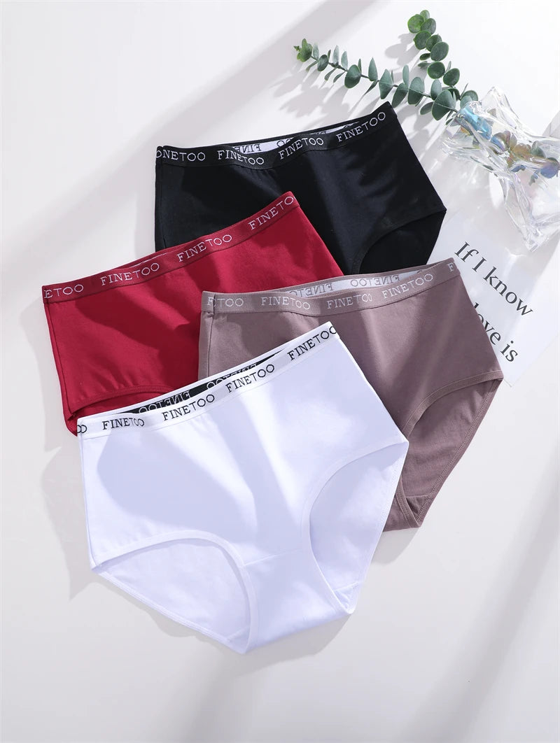 FINETOO 5PCS/Set Cotton High Waist Panties Women's Seamless Breathable Underwear Sexy Stretchy Comfort Briefs Lingerie S-XXL
