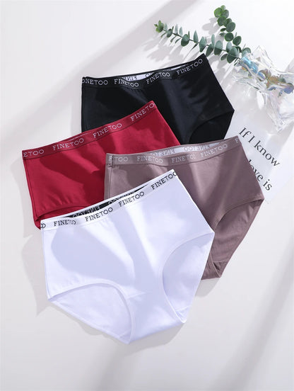 FINETOO 5PCS/Set Cotton High Waist Panties Women's Seamless Breathable Underwear Sexy Stretchy Comfort Briefs Lingerie S-XXL