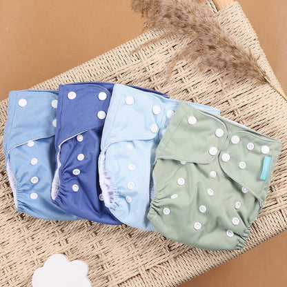 Eco Friendly Cloth Diaper - HappyFlute 4Pcs Reusable Baby Diaper Set Waterproof Pocket Design