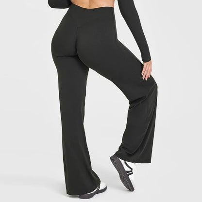 VEQKING Soft Active Women Yoga Pants Strait-leg Yoga Pilates Trousers Naked Feel Gym Fitness Peach Hip Outfits Loose Fit Bottoms