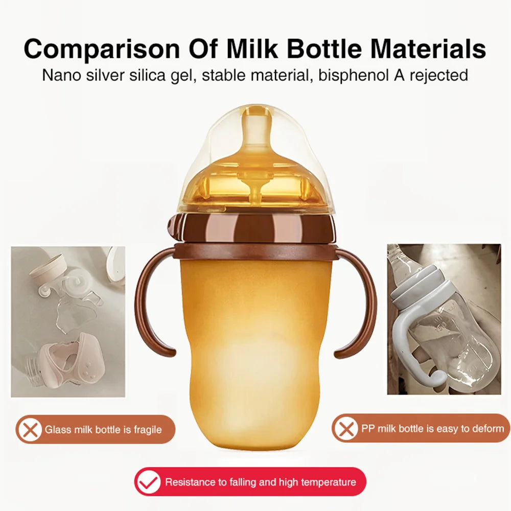 150ML/250ML Portable Baby Bottle Slicone Feeding Bottle With Handle Baby drop-resistant Bottles Newborn Bottle BPA Free