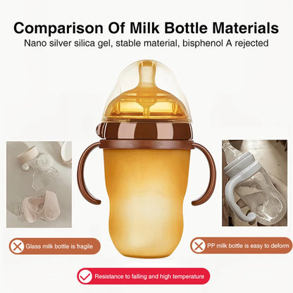 150ML/250ML Portable Baby Bottle Slicone Feeding Bottle With Handle Baby drop-resistant Bottles Newborn Bottle BPA Free
