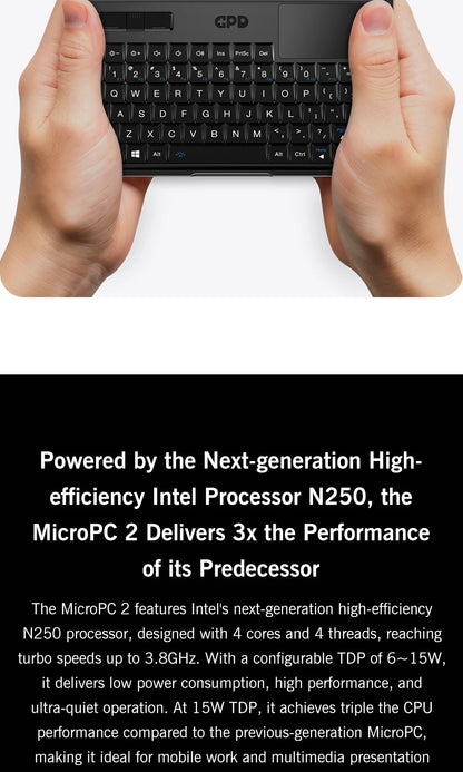 GPD MicroPC 2 Handheld Mini Laptop 7 Inch Touch Screen 16GB RAM 512GB SSD N250 CPU Windows 11 System