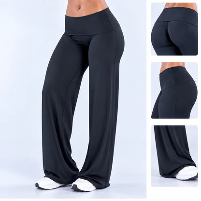 DFXEN LOGO Women’s Wide Leg Yoga Pants High Waist Butt Lift Stretchy Soft Flare Leggings Gym Workout Fitness Casual Sports