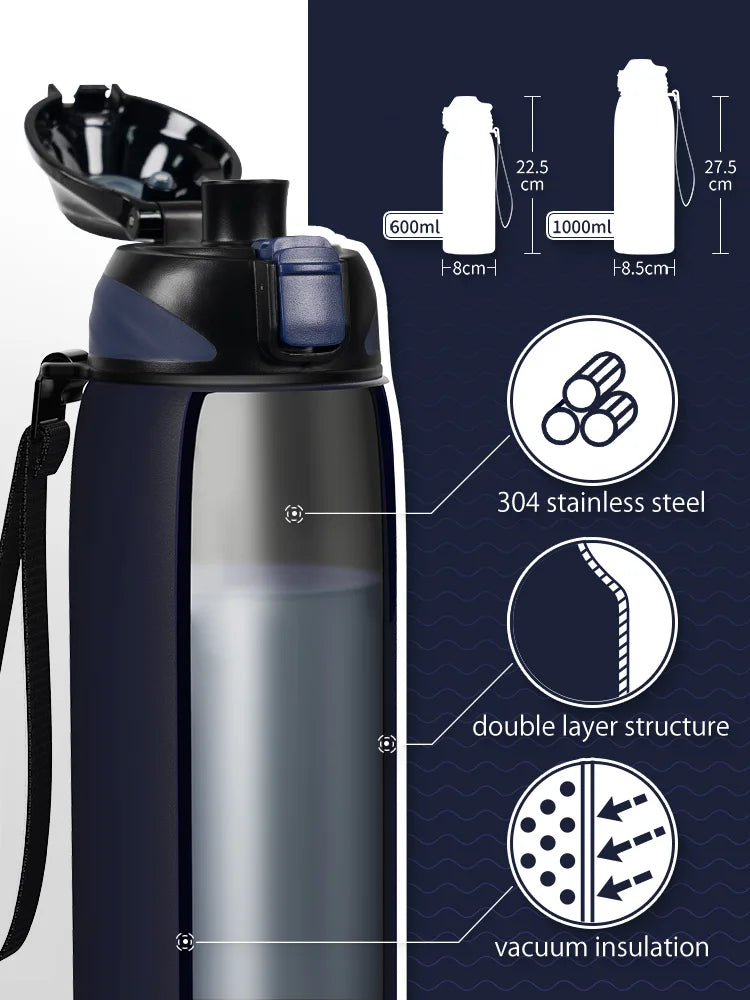 Fjbottle Water Bottle 1L Vacuum Sports Bottle Warm and Cold Drink Stainless Steel Vacuum Flask
