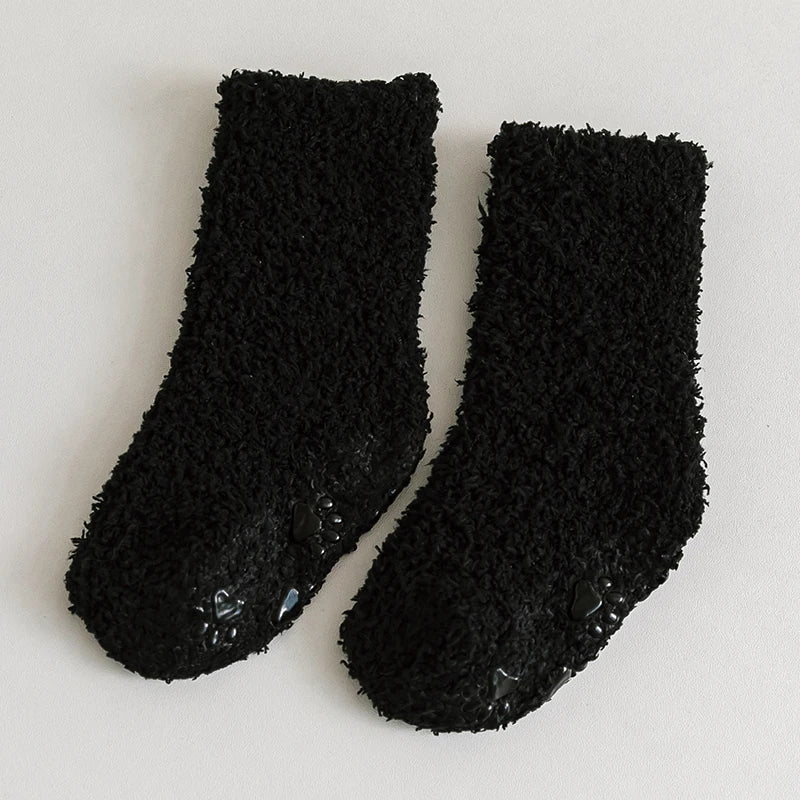 1 Pairs Winter Coral Fleece Children Socks Thick Warm Anti-slip Newborn Girls Boys Tube Socks Indoor Floor Socks For 0-5 Years