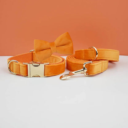 Velvet adjustable dog CollarLeash，Gold dog Collar and leash set，Dog Collar Leash and harness set strong large dog