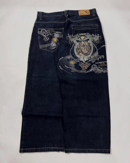 Y2K Vintage Printing Men Baggy Jeans Harajuku Trend Women Hip Hop Fashion Casual Joker Couple Wide-Leg Pants Streetwear
