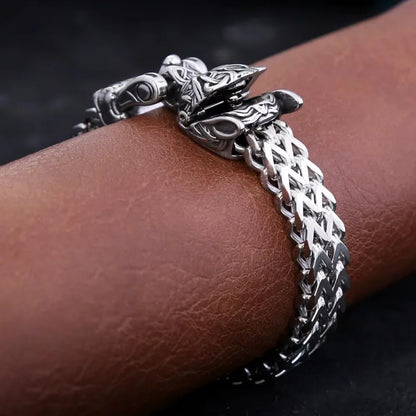 Fashion Vintage Viking Wolf Head Bracelet 316L Stainless Steel Cool Biker Animal Bracelets Party Charm Amulet Jewelry Wholesale