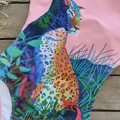 2026 New Printed One-piece Swimsuit Classic Printed Lace Up Swimsuit Women's Push Up Flower One-piece Suit Beach Wear For Female