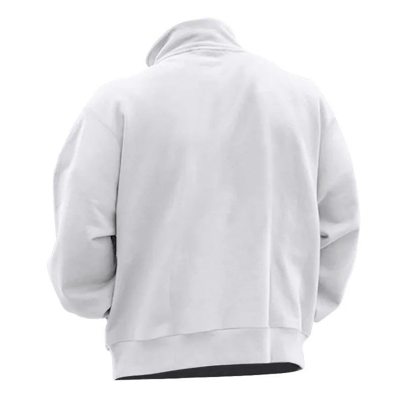 Autumn and winter new men's fleece sweatshirt stand-up collar half zipper long sleeve cross-border European trend men's top