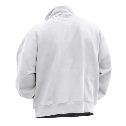 Autumn and winter new men's fleece sweatshirt stand-up collar half zipper long sleeve cross-border European trend men's top
