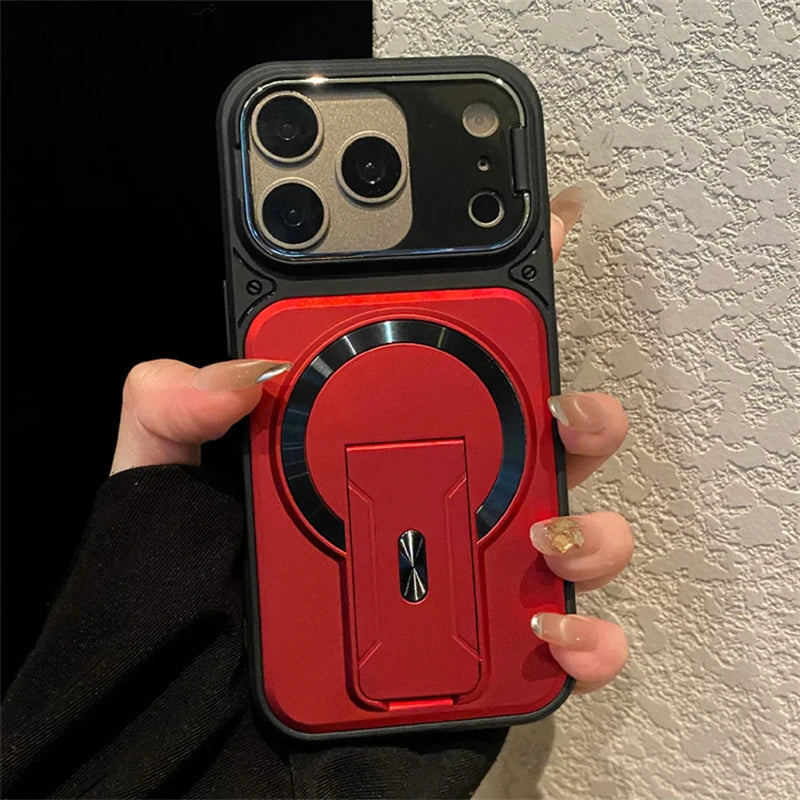 Fold Stand Magnetic Armor Case for iPhone 17 Air 16 15 14 Plus 13 12 11 Pro Max For Magsafe Camera Holder Lens Protection Cover