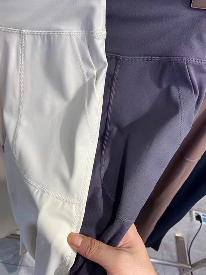 Women's Loose-Fit Sports Pants with Pockets, Straight-Leg High-Waist Athletic Fitness Pants, Yoga Pants, Pilates Trousers
