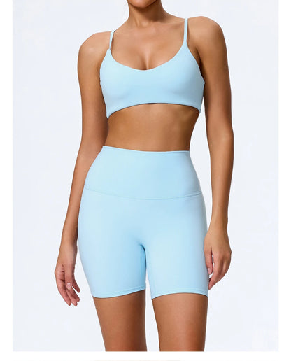 Women Sports Set – Summer Two Piece Gym Outfit With High Waist Leggings & Sleeveless Top