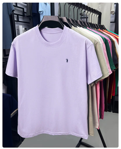 100% cotton men's short sleeve T-shirt fashion brand Paul Pony embroidery summer new high-end comfortable casual round neck top