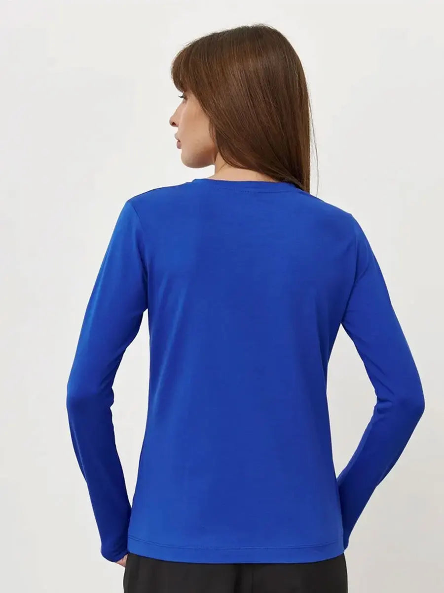 Cotton Loose T Shirt - Women's Casual Tops | Oversized Long Sleeve Basic Solid Shirt