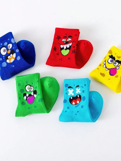 5 Pairs of Cute Toddler Socks for Boys and Girls in Spring, Summer, Autumn and Winter Soft and Breathable Four-Season Sports Socks