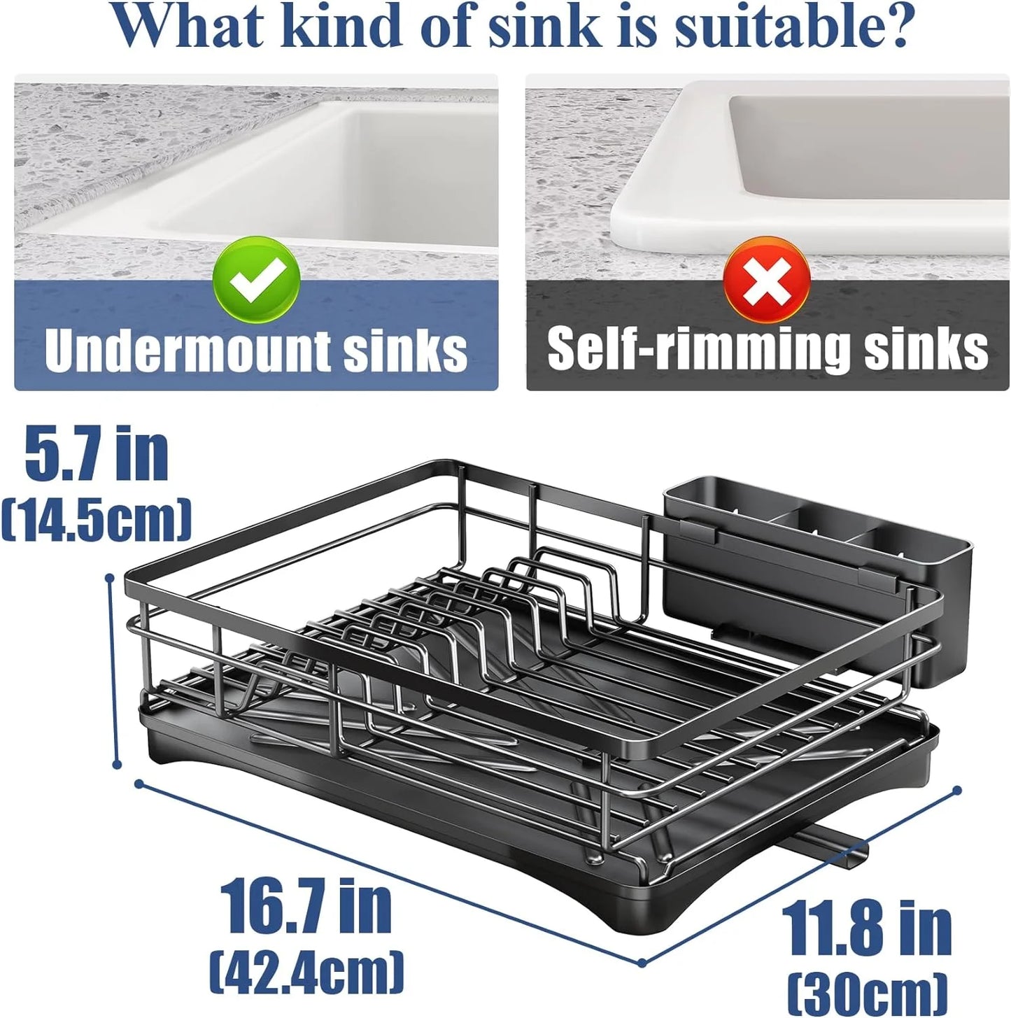 Large Rustproof Dish Drying Rack with Drainboard  Utensil Holder - ZOOMNSTORE