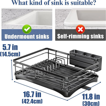 Large Rustproof Dish Drying Rack with Drainboard  Utensil Holder - ZOOMNSTORE