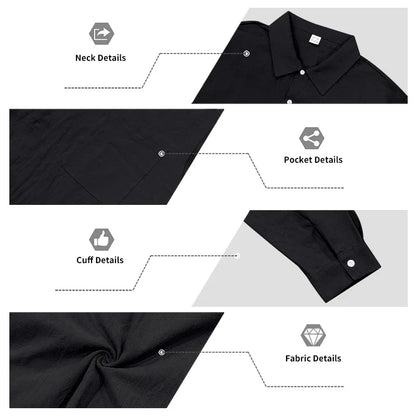 Men's Autumn Loose Trend Linen Solid Color Simple Lapel Long-Sleeved Shirt Beach Trousers Set