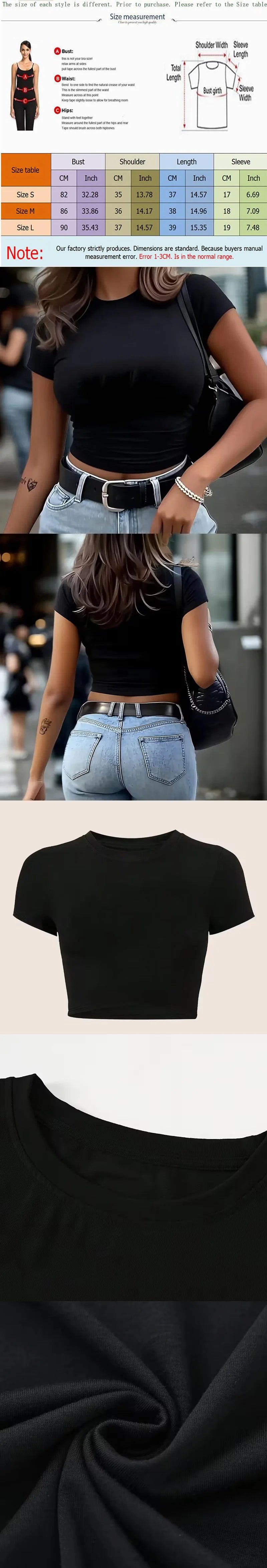 Sexy Soild Crop Tops for Woman Graphic Vintage Cropped T Shirt Women's 90s Tshirt Clothes
