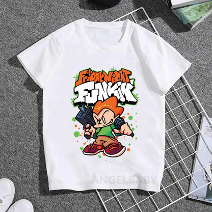 Hot Game Friday Night Funkin Cartoon Kids T shirt Girls Summer Fashion Tops Baby Boys Clothes Children Short Sleeve T-shirt