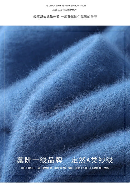 Men's 100% Pure Mink Cashmere Sweater V-neck Pullover Knit Bottoming Shirt Autumn And Winter New Long-Sleeve High-End Mink Tops