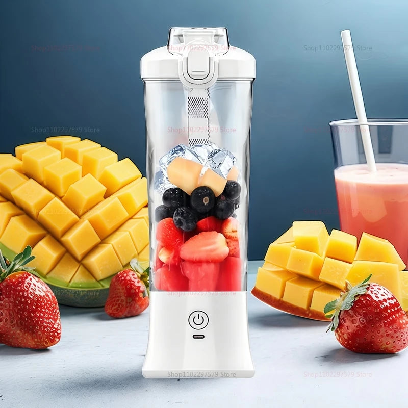 Portable Electric Juicer - USB Rechargeable 600ml Mixer for Milkshakes and Juice