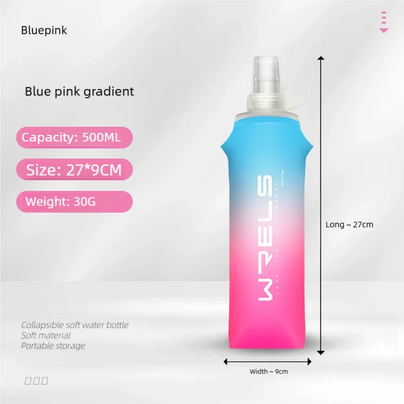 Sport Water Bottle TPU Folding Soft Flask Drink Portable Water Bottle High Flow Running Hiking Bicycle Fitness Water Bag