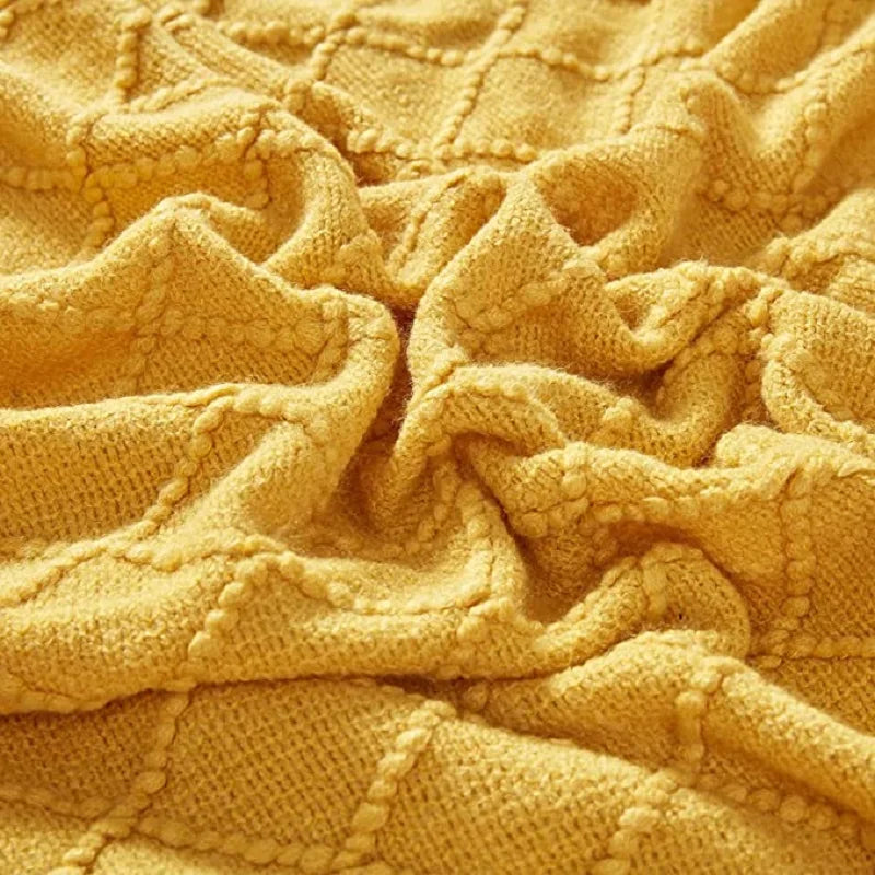 Green Oversized Knitted Throw Blanket - Soft Textured Decorative Couch Blanket - ZOOMNSTORE