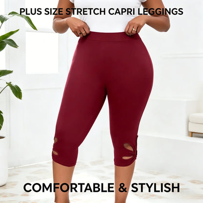 Women's plus Size Stretch Leggings Summer Elastic Waist Seamless Casual Capri Pants Short Length Essential Leggins for Mujer