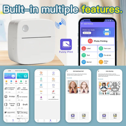 X6 Mini Printer Sticker Paper Error Printing Machine HD Photo Printer Label Maker for Journal Notes Memo Kids Toys Birthday Gift