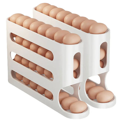 Automatic 4-Layer Egg Holder Rack - Fridge Egg Dispenser  Organizer