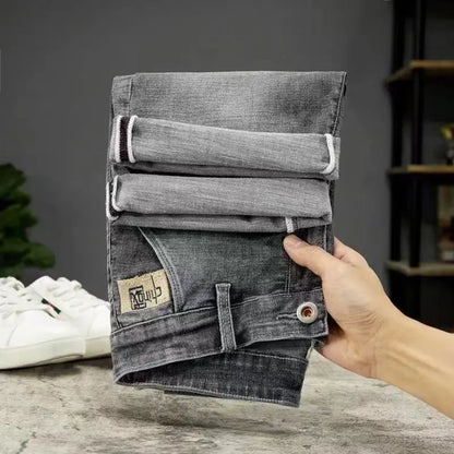 Men's Denim Shorts – Summer Embroidered Knee Length Casual Straight Fit Jeans