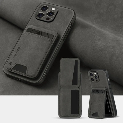 Luxury leather card holder phone case For iPhone 17 16E 16 17 15 14 13 11 Pro max wallet card bag leather shockproof back cover