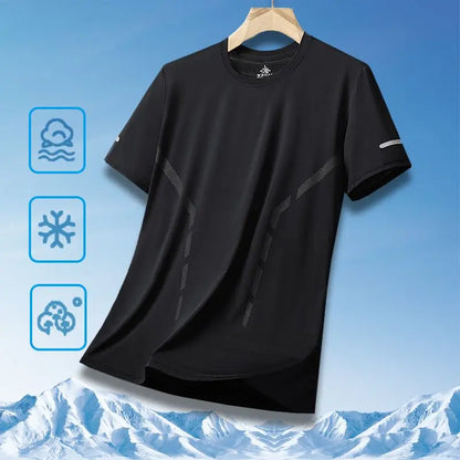 Men's Ice-Silk T-Shirt – Quick-Dry Breathable Round-Neck Tee (Plus Size)
