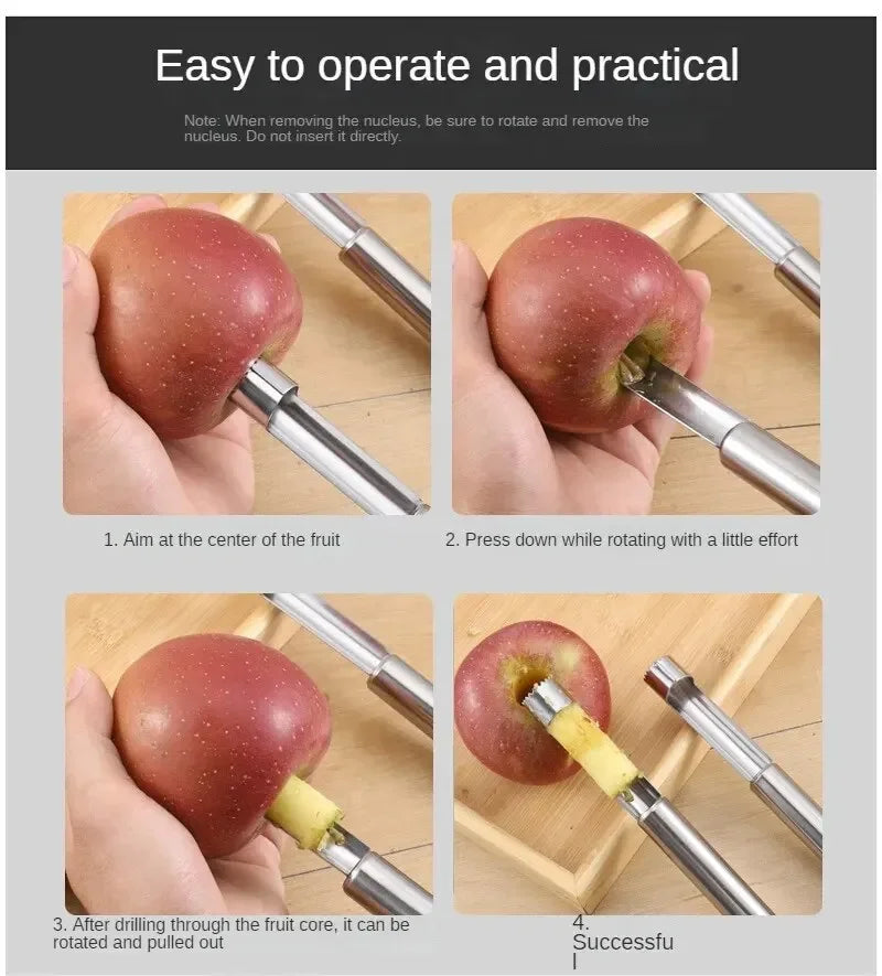 Fruit Core Cutter - Durable Stainless Steel Apple Corer & Pear Seed Remover Tool