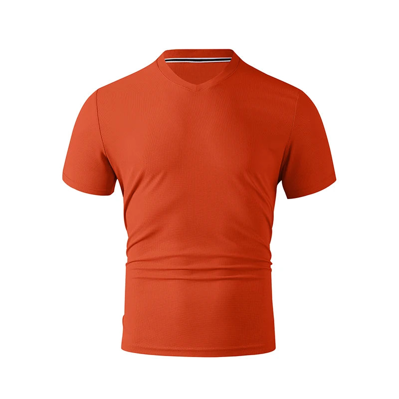 Men's V-Neck T-Shirt - Casual Summer Breathable Short Sleeve Tee, Lightweight Top