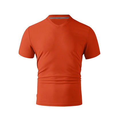 Men's V-Neck T-Shirt - Casual Summer Breathable Short Sleeve Tee, Lightweight Top
