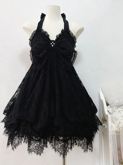 Gothic Retro Sweet Bud Mini Dress Women Harajuku Y2k Strap Dress Y2K Aesthetic Club Party Fashion Outfits