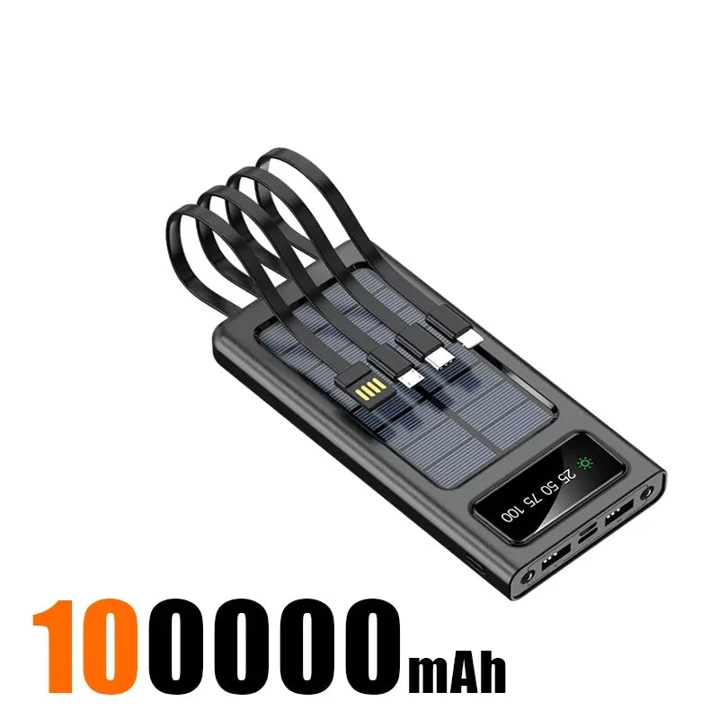500000mAh 4in1 Solar Power Bank High Capacity 120W Fast Charging USB TypeC LED Light Outdoor Battery For iPhone Samsung 2026 NEW