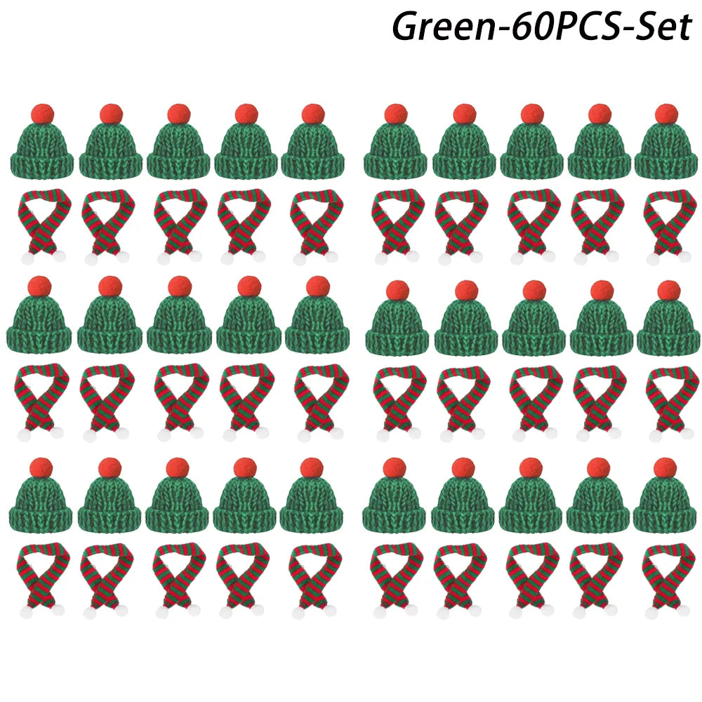 Mini Christmas Hat and Scarf Set - DIY Holiday Party Decoration