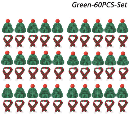 Mini Christmas Hat and Scarf Set - DIY Holiday Party Decoration