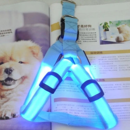Fashion LED Electronic Pet Harness Nylon Dog Accessories Flashing Light Pet Leash Rope Belt Dog Glowing Vest Pet Supplies