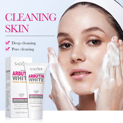 SADOER Niacinamide Arbutin Facial Cleanser Deeply Cleansing Oil Control Moisturizing Blackhead Removal Wash Foam Skin Care