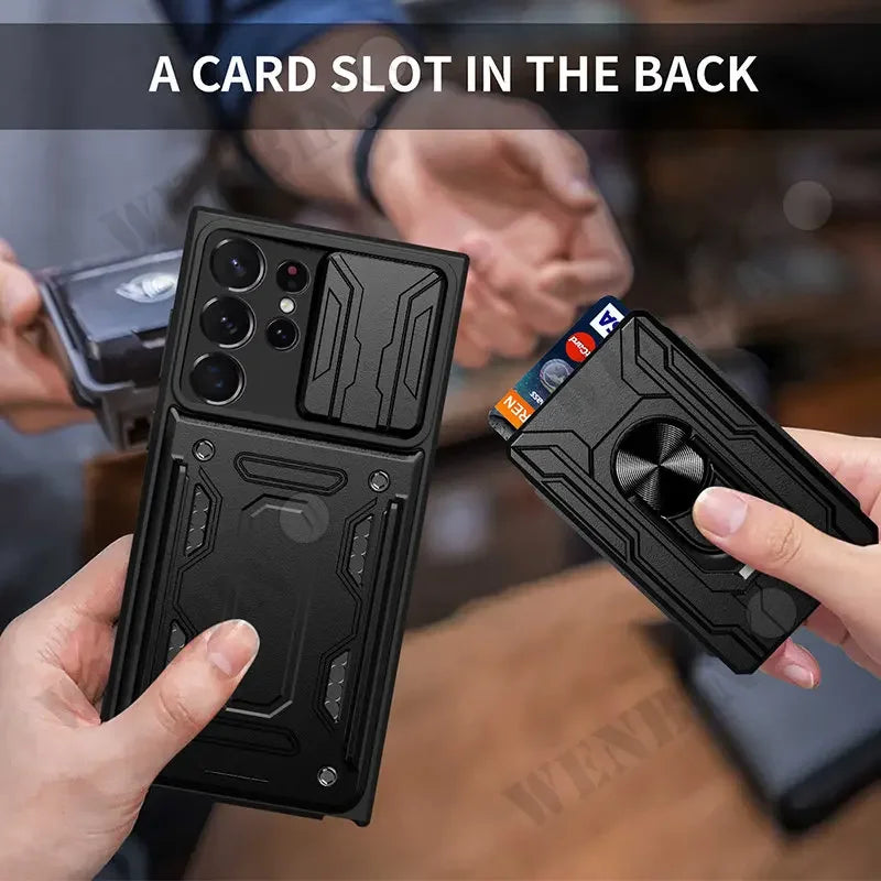 Case For Samsung Galaxy S26 S25 S24 S23 S20 S21 S22 Ultra Plus FE Note 20 Ultra Cover Grade Card Slot Armor Fundas Coque
