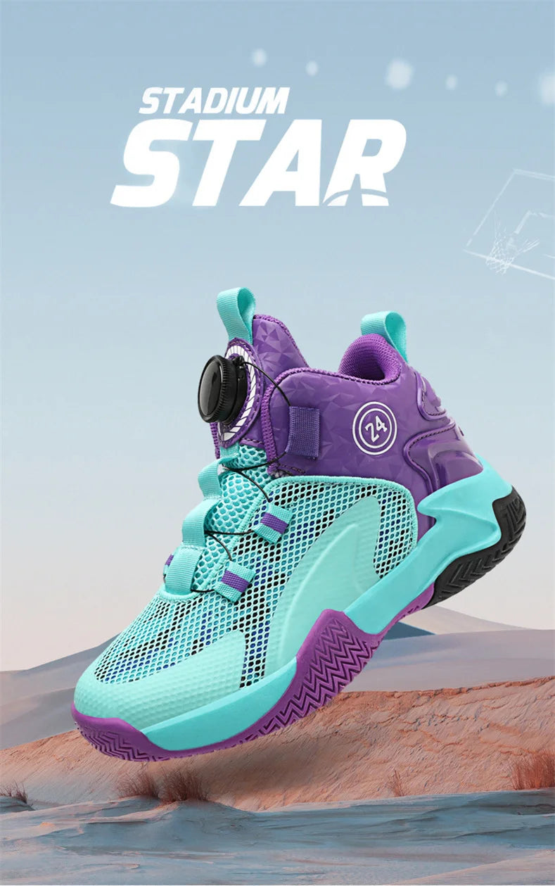 Kids Basketball Shoes - Boys Sneakers Non Slip Outdoor Sport Trainer Shoes